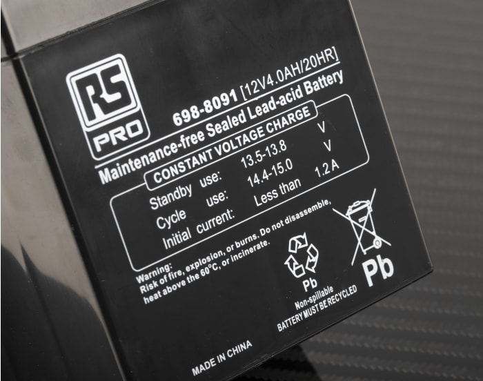 RS PRO 12V Sealed Lead Acid Battery - 4Ah