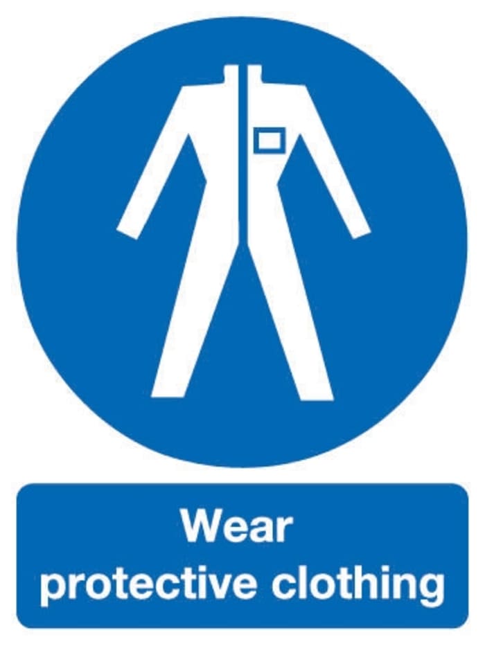 Brady PVC Mandatory Protective Clothing Sign With English Text