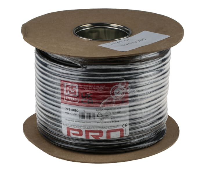 RS PRO | RS PRO H05VV-F, 100 m 2 Core Power Cable, Black Polyvinyl ...