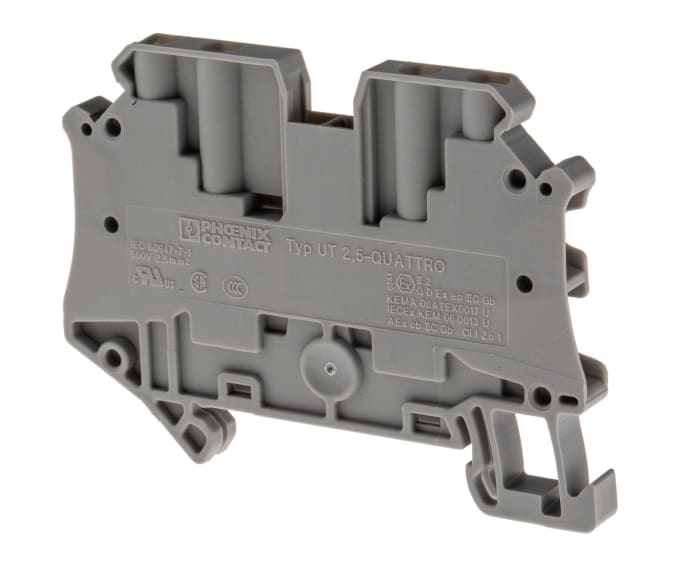 Phoenix Contact 3044542 UT 2.5-QUATTRO Series Grey, Single-Level, Screw Termination