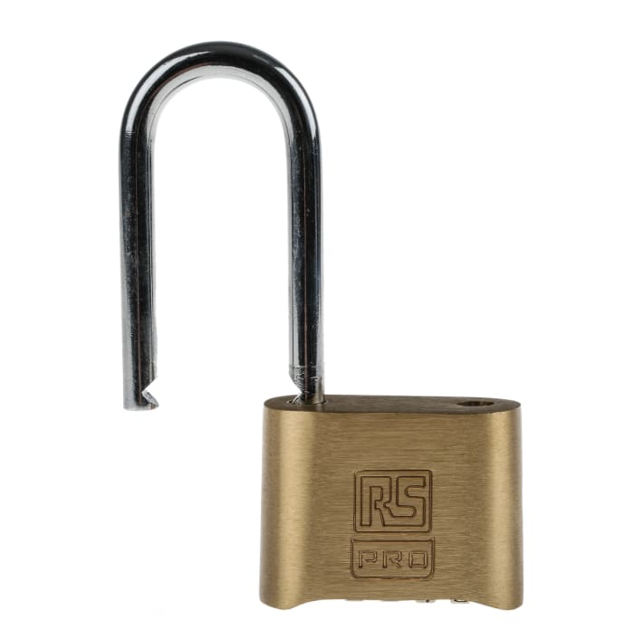 RS PRO Combination Weatherproof Brass Combination Padlock, 6mm Shackle,  40mm Body