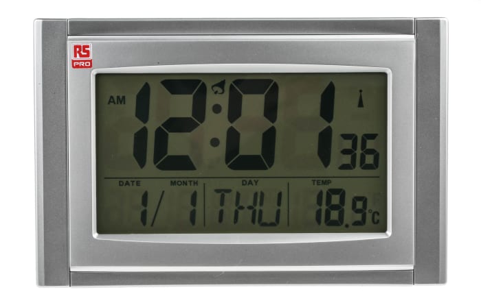 RS PRO Silver Radio Controlled Wall Clock