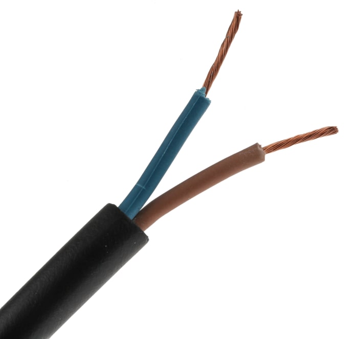RS PRO 1 mm² 2 Core Power Cable, H07RN-F, Black CPE, 50m