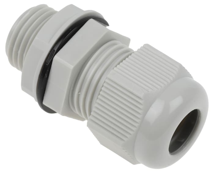 Prensaestopas RS PRO de Nylon 66 Gris, rosca M16, contratuerca incluida, IP68, Pirorretardante, autoextinguible