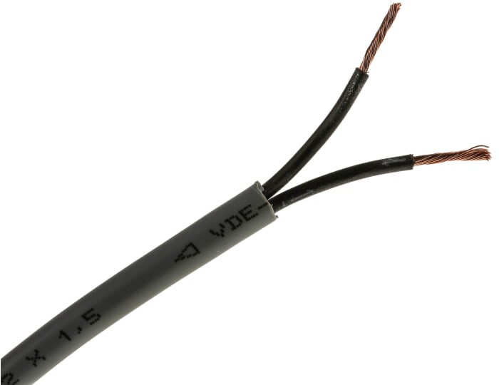 Cable de control RS PRO de 2 núcleos, 1,5 mm², Ø ext. 6.3mm, long. 50m, 300/500 V, 18 A, Pirorretardante, funda de PVC