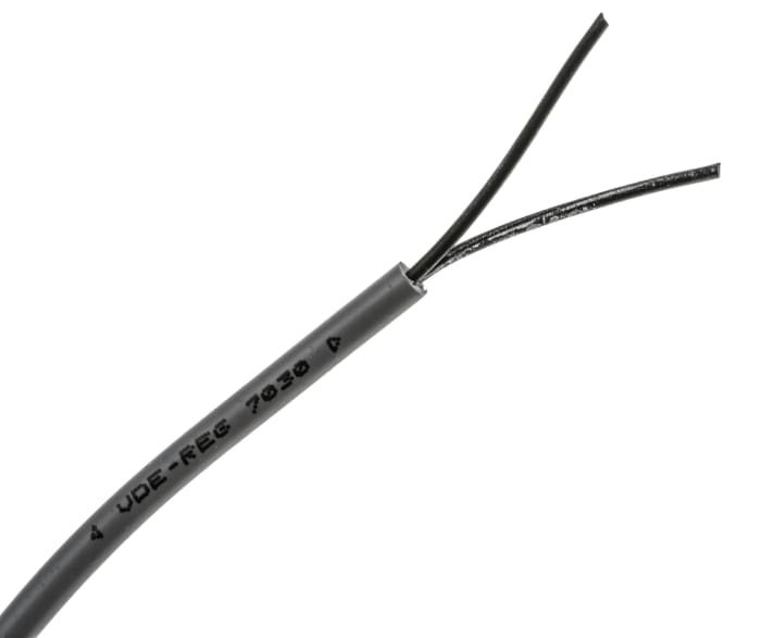 Câble de commande RS PRO, 2 x 0,75 mm², 18 AWG, gaine en PVC, Gris, 50m