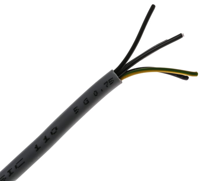 RS PRO Control Cable, 5 Cores, 0.75 mm², YY, Unscreened, 50m, Grey PVC Sheath, 18 AWG