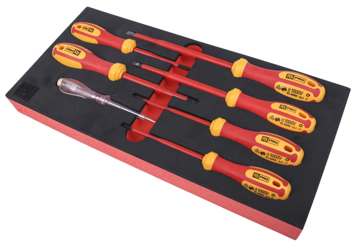 Juego de destornilladores aislados RS PRO de 7 piezas, tipo de punta Phillips; Ranurado