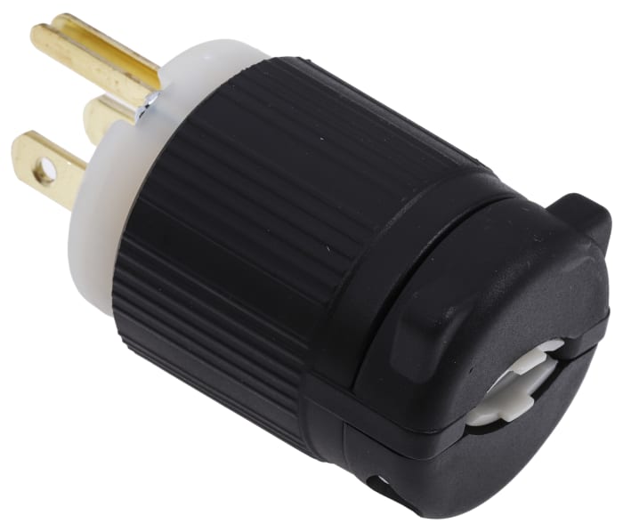 RS PRO USA Mains Plug, 15A Black, Cable Mount Nylon Cage Clamp, 125 V
