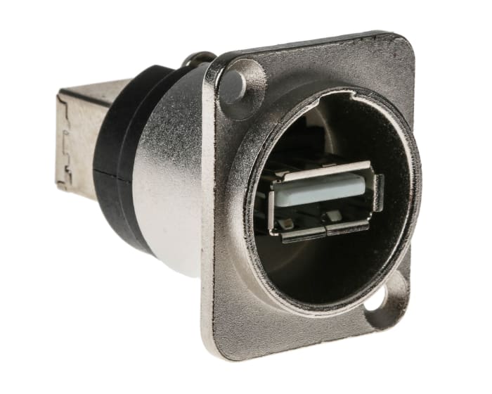 RS PRO Straight, Panel Mount, Socket- Single Port Type A to B 2.0 USB Connector