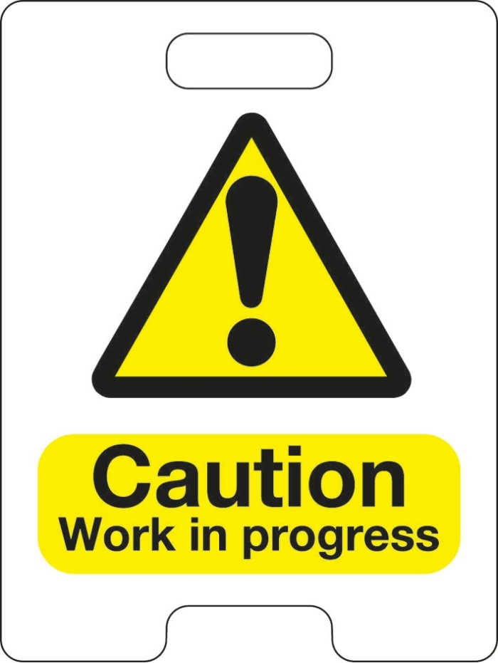 Signs & Labels Black/Yellow Plastic Safety Labels, Caution Work In Progress-Text 600 mm x 450mm