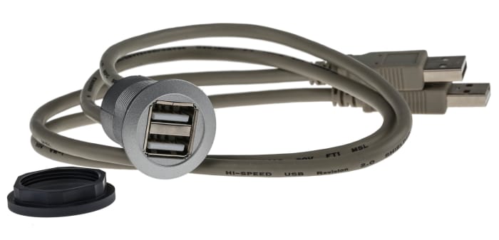 Conector USB HARTING 09454521950, Hembra, 2 puertos, Recto, Montaje en Panel, Versión 2.0, 30,0 V., 1.5A, har-Port