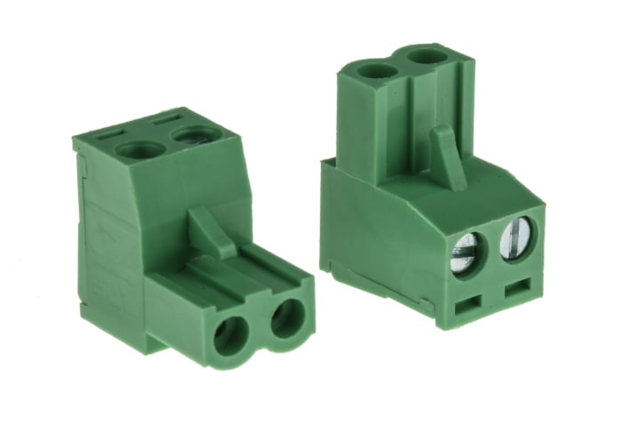 RS PRO, 5.08mm Pitch, 2 Way, Right Angle, Pluggable Terminal Block, Plug, Through Hole, Screw Termination