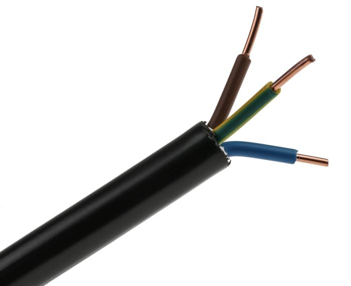 Câbles d'alimentation RS PRO 3G2,5 mm², Noir, 50m, Retardant à la flamme