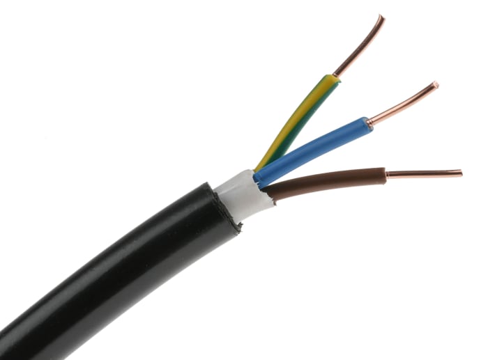 Câbles d'alimentation RS PRO 3G1,5 mm², Noir, 50m, Retardant à la flamme
