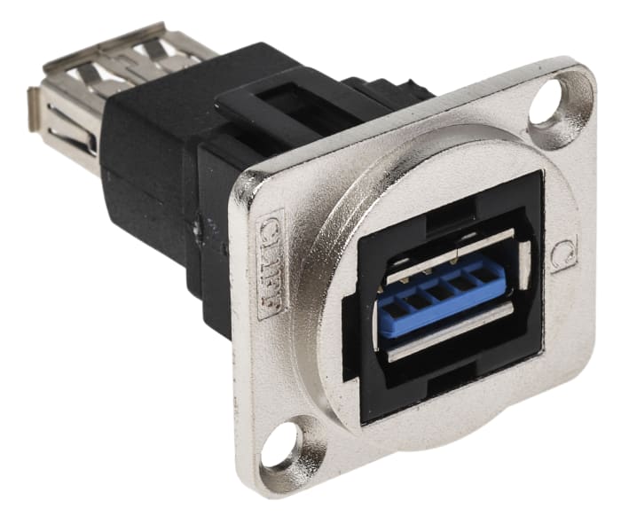 Connecteur USB 3.0 A to A Femelle RS PRO ports, Montage panneau, Droit