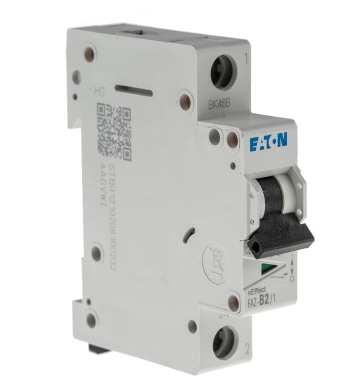 Eaton xEffect MCB, 1P, 2A Curve B, 240V AC, 48V DC, 10 kA Breaking Capacity