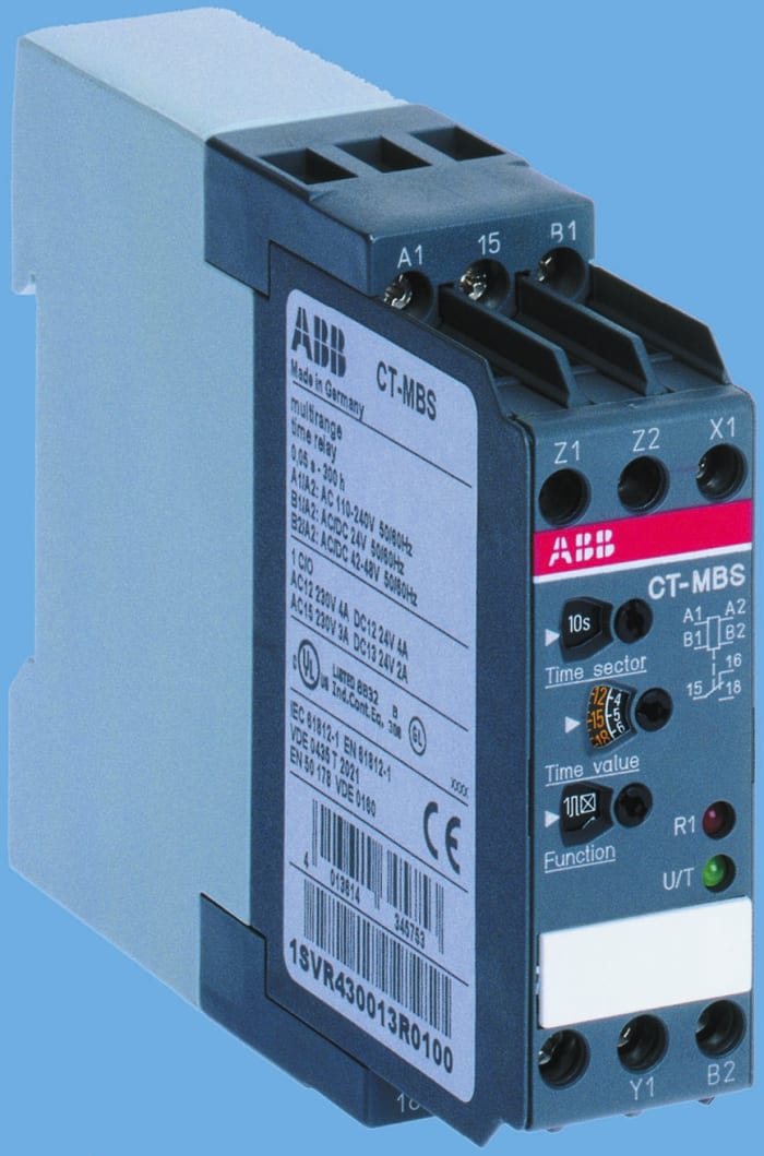 ABB Time Delay Relay, 24 → 240V ac, 2-Contact, 0.05 s → 300h, DPDT