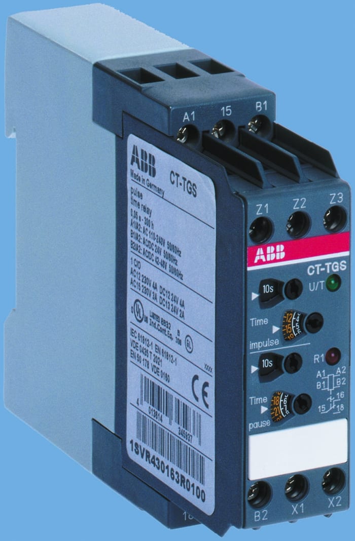 ABB Time Delay Relay, 24 → 240V ac/dc, 2-Contact, 0.05 s → 10min, 1-Function, DPDT