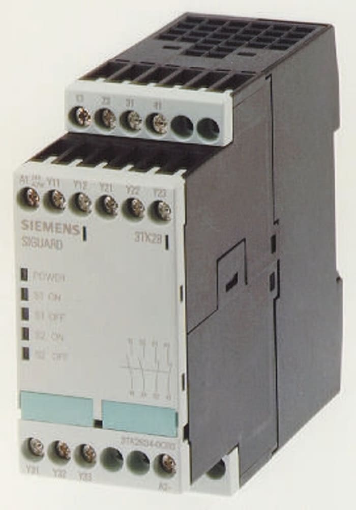 Relais de sécurité Siemens 3TK28, 24V c.c., 2 canaux, 4 contacts de sécurité