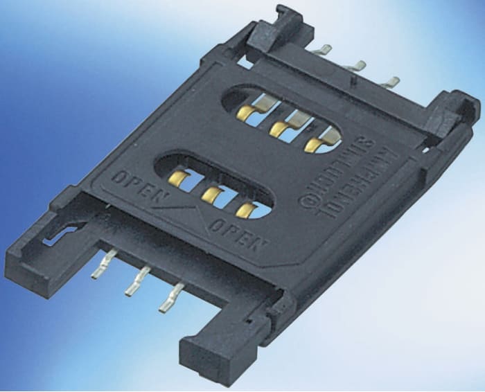 Amphenol 6 Way SAM, SIM SIM Card Connector With Solder Termination