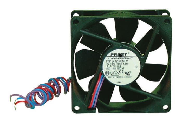 Ventilateur axial ebm-papst 12 V dc, 72m³/h, 92 x 92 x 25.4mm, 2W