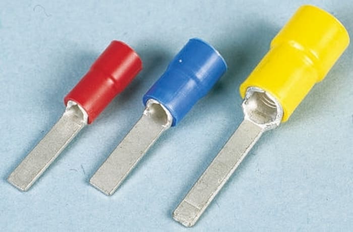 Cosse à sertir type languette Isolée JST, 3mm x 0.8mm Rouge, 0.25mm² - 1.65mm²