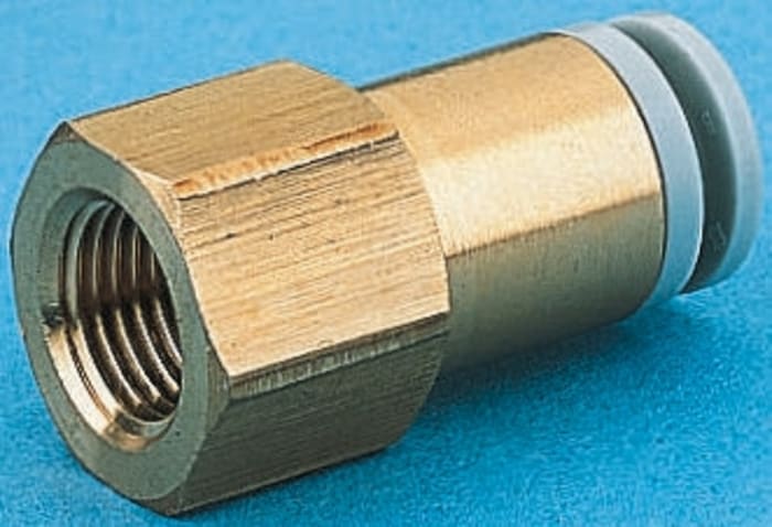 Conexión de tubo de compresión recto hidráulico de Latón, caucho nitrilo, PBT, POM, PP, acero inoxidable SMC, R 1/8