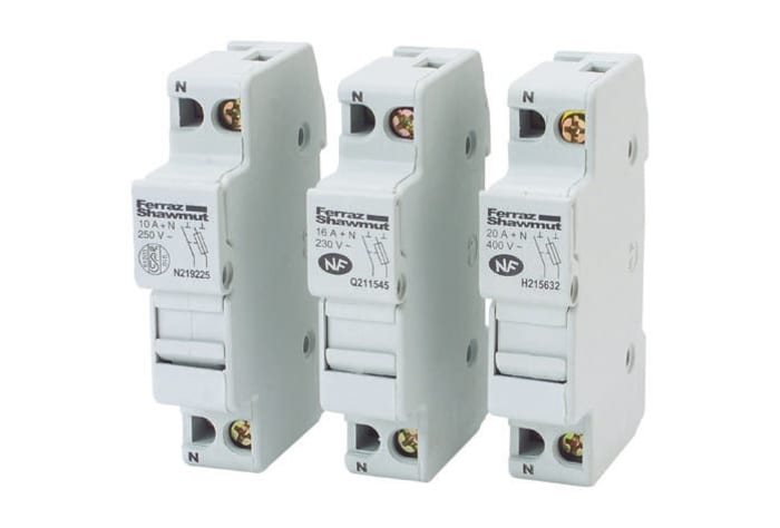 Mersen 10A Rail Mount Fuse Holder for 8 x 23mm Fuse, 1+N, 250V