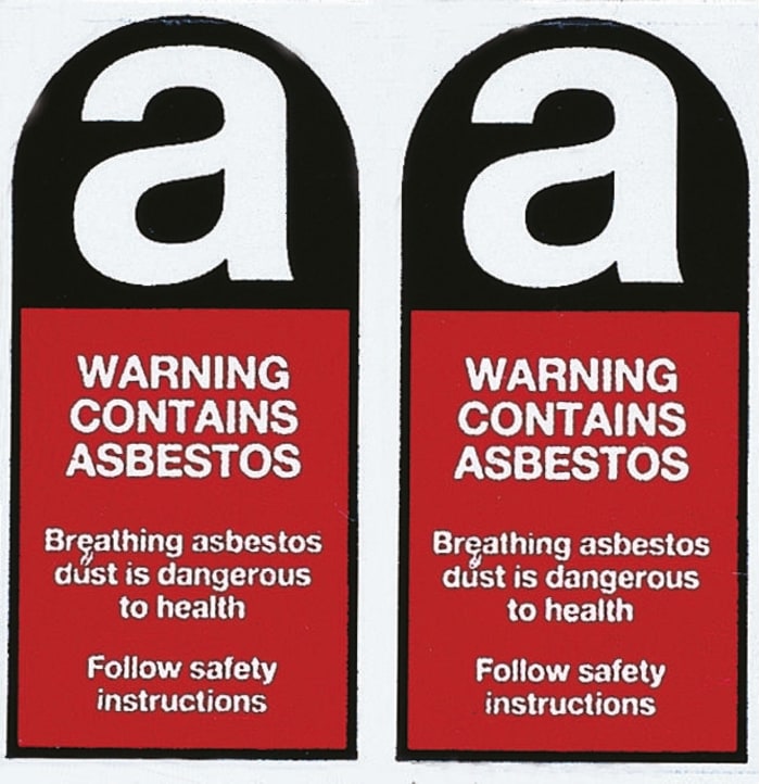 Signs & Labels Vinyl Safety Labels, Warning Contains Asbestos-Text 50 mm x 25mm