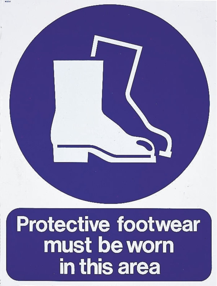 Signs & Labels PVC Mandatory Foot Protection Sign With English Text