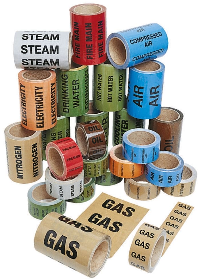 Signs & Labels Grey PP, Vinyl Pipe Marking Tape, text Steam, Dim. W 150mm x L 33m