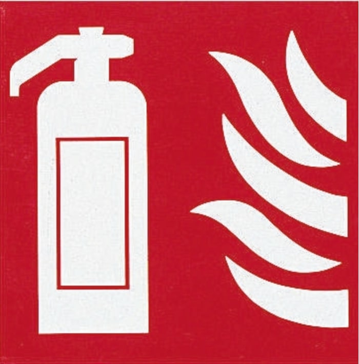 Señal de protección contra incendios autoadhesiva con pictograma: Extintor contra Incendios, 200mm x 200 mm