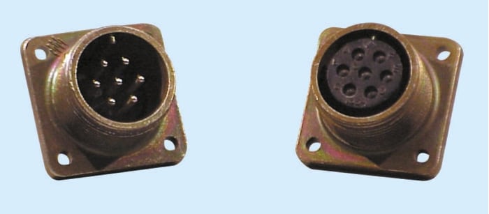 Glenair, Copper Alloy 3 Way Box Mount MIL Spec Circular Connector ReceptacleBlack, Pin Contacts,Shell Size 14S,