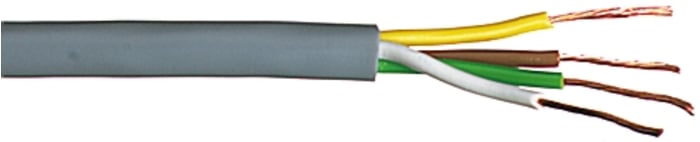 RS PRO YY Control Cable, 4 Cores, 0.34 mm², Unscreened, Grey PVC Sheath