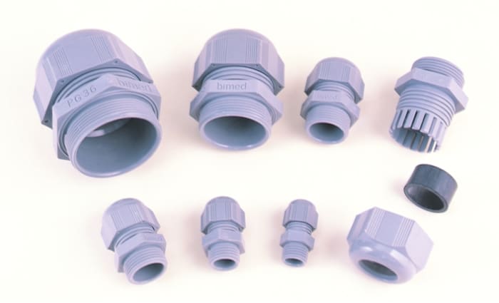 Bimed Grey PA 6 Cable Gland, M32 Thread, 18mm min., 25mm max., IP68