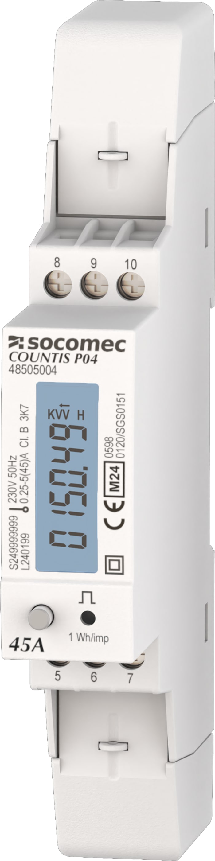 Socomec 1 Phase, Type Electronic LCD Energy Meter