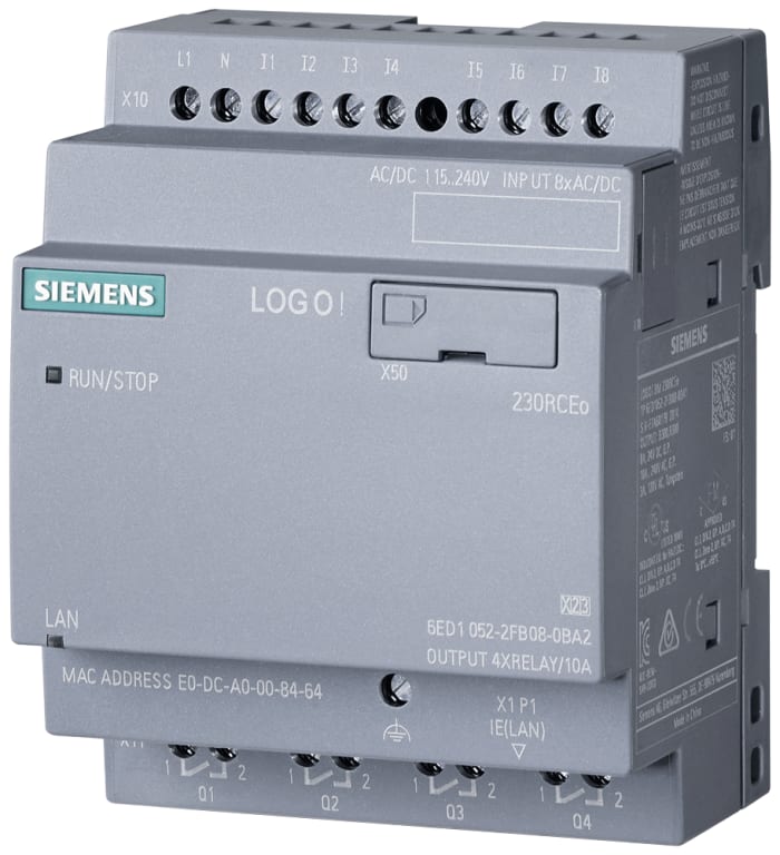 Siemens 6AG1052 Series PLC CPU, 8-Input, Digital Input