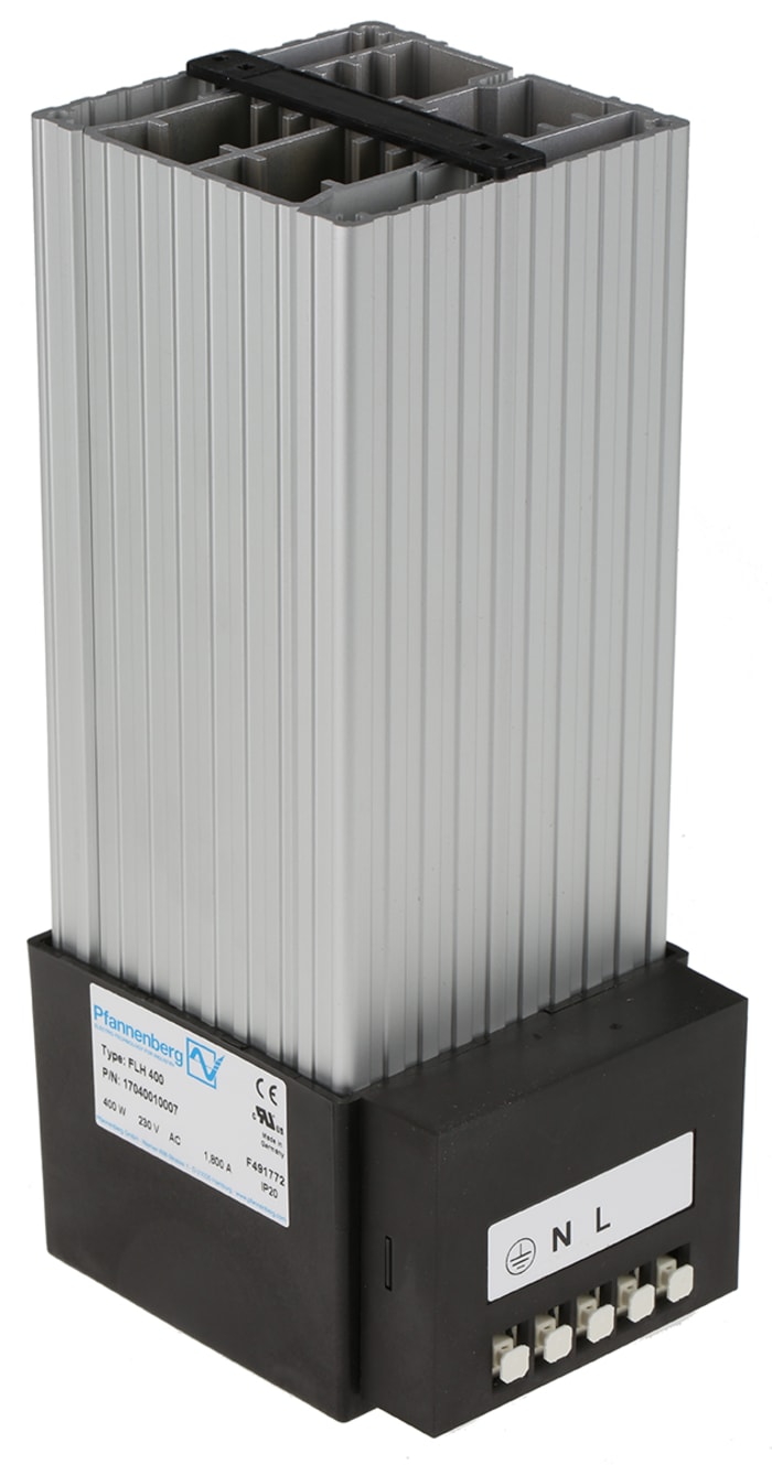 Pfannenberg Enclosure Heater, 230V ac, 400W Output, 85°C, 223.5mm x 85mm x 104mm