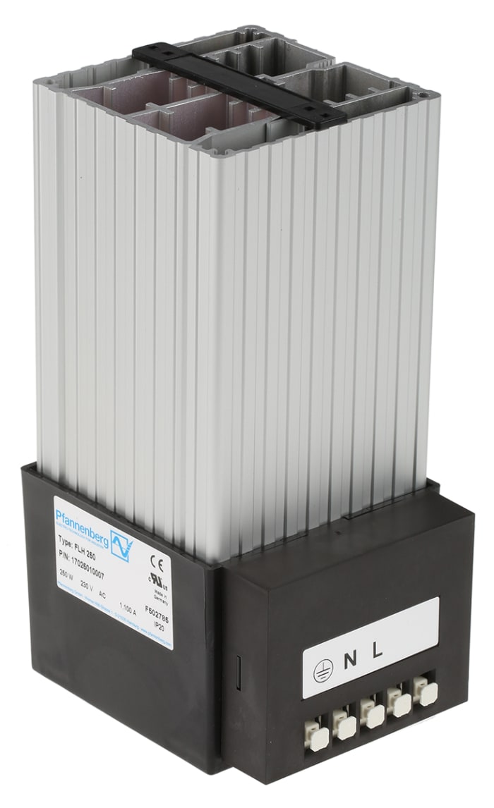 Pfannenberg Enclosure Heater, 230V ac, 250W Output, 70°C, 183.5mm x 85mm x 104mm