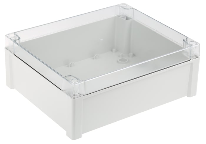 Fibox TEMPO Series Grey, Transparent ABS Enclosure, IP65, Transparent Lid, 289 x 239 x 107.4mm