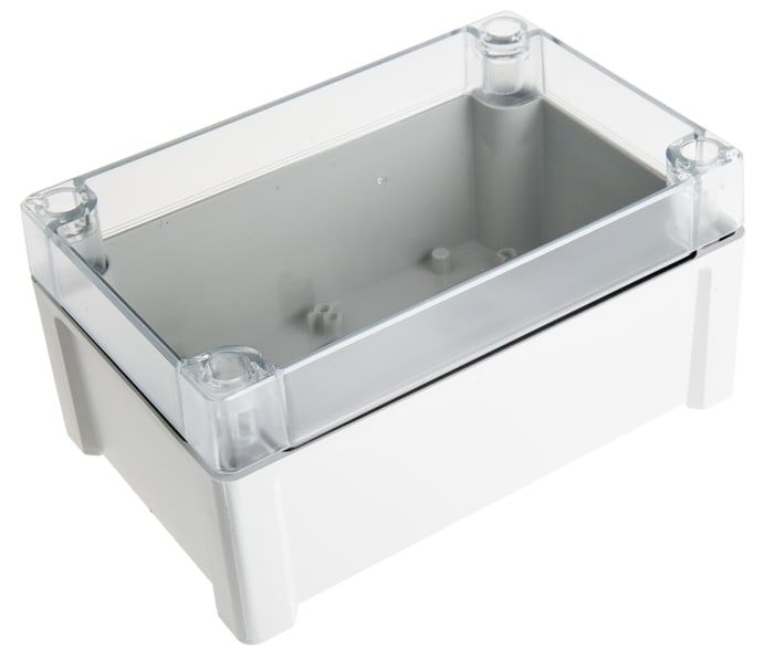 Fibox TEMPO Series Grey, Transparent ABS Enclosure, IP65, Transparent Lid, 187.2 x 122.2 x 89.9mm
