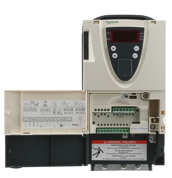 ATV71HU15N4Z Schneider Electric | Schneider Electric ALTIVAR 71 İnverter  Sürücü, 3 Fazlı, 1,5 kW, 400 V, 4,1 A, 0,1 → 599Hz, EMC Filtreli | 104-846  | RS Components