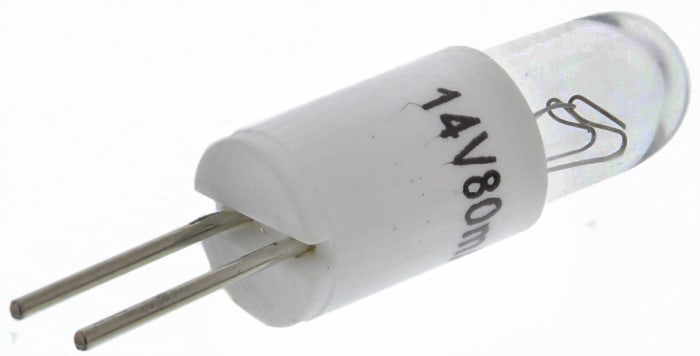 Luz del Indicador RS PRO, Casquillo BI-Contacto, 14 V Transparente 80mA 1000 h