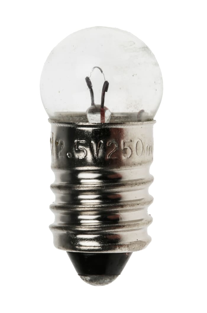RS PRO E10 Indicator Light, Clear, 2.5 V, 250 mA, 30h