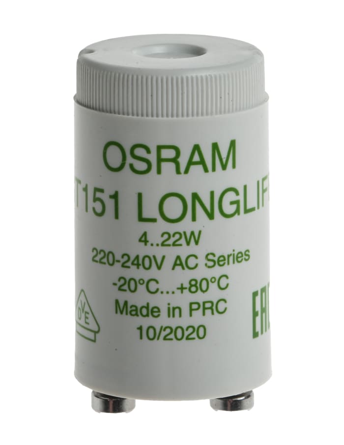 Osram 4050300854083, Glow Lighting Starter, 4 to 22 W, 230 V, 35 mm length , 21.5mm Diameter