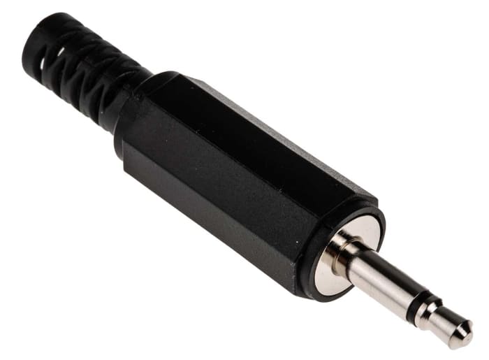 Konektor jack, Mono, Kabelová montáž, 3,5 mm barva Černá, Samec, Mono, materiál kontaktu: Mosaz, materiál pouzdra: PE,