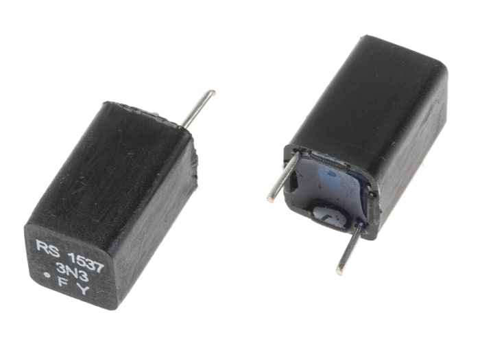 RS PRO Polystyrene Film Capacitor, 63V dc, ±1%, 3.3nF, Through Hole