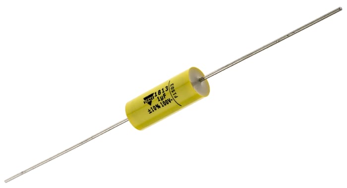 Vishay MKT 1813 Metallised Polyester Film Capacitor, 63 V ac, 100 V dc, ±5%, 1μF, Through Hole