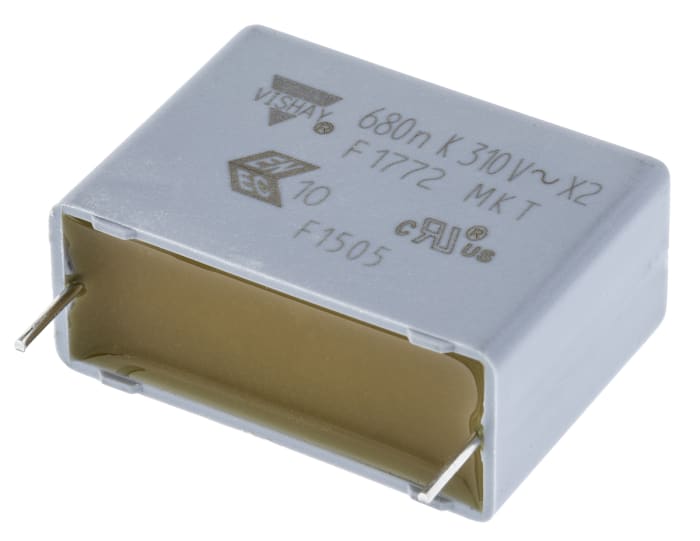 Vishay F1772 Polyester Film Capacitor, 310V ac, ±10%, 680nF, Through Hole